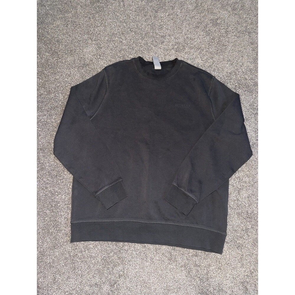 Hurley Men's Black Logo Fleece Cotton/Poly Crewneck Pullover Sweatshirt M